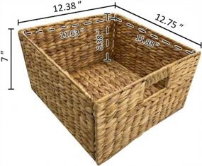 img 2 attached to EHemco 3 Tier X-Side End Storage Cabinet With 6 Wicker Baskets, Walnut