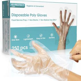 img 4 attached to 🧤 250 Pack Bulk Food Prep Gloves - Transparent Disposable Plastic Gloves for Cleaning, Food Handling, and Food Service - One Size Fits Most