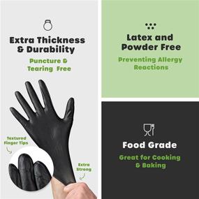 img 2 attached to 🧤 6 Mil Extra Strength Latex-Free and Powder-Free Black Nitrile Gloves with Textured Fingertips - Disposable