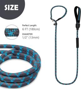 img 1 attached to PIPETPET Slip Lead Dog Leash: Anti-Choking, Padded Traffic Handles 6 FT - Heavy Duty Nylon Rope Leash for Large, Medium Dogs - Training & Walking (Blue Grey)