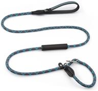 pipetpet slip lead dog leash: anti-choking, padded traffic handles 6 ft - heavy duty nylon rope leash for large, medium dogs - training & walking (blue grey) logo