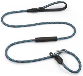 img 4 attached to PIPETPET Slip Lead Dog Leash: Anti-Choking, Padded Traffic Handles 6 FT - Heavy Duty Nylon Rope Leash for Large, Medium Dogs - Training & Walking (Blue Grey)