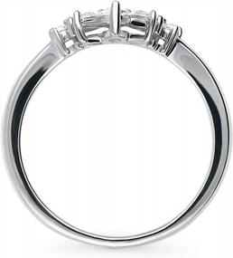 img 1 attached to Обручальные кольца с цветком из стерлингового серебра с кубическим цирконием, изогнутая полоса с 7 камнями CZ для женщин - с родиевым покрытием, доступны в размерах 4-10 от BERRICLE