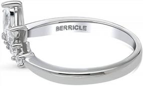img 2 attached to Sterling Silver Flower Wedding Rings With Cubic Zirconia CZ 7-Stone Curved Band For Women - Rhodium Plated, Available In Size 4-10 By BERRICLE