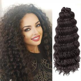 img 4 attached to LEEONS 20 Inch Ocean Wave Crochet Hair - Pack Of 4 (2 Shades) Synthetic Deep Ripple Crochet Braids For Trendy Hairstyles
