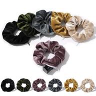 6-pack velvet scrunchies with hidden pocket zipper - stylish hair ties for girls and women with elastic bands and ponytail holders logo