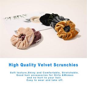 img 3 attached to 6-Pack Velvet Scrunchies With Hidden Pocket Zipper - Stylish Hair Ties For Girls And Women With Elastic Bands And Ponytail Holders