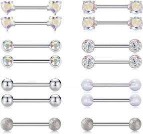 img 3 attached to Heart-Shaped 316L Stainless Steel Nipple Barbell Rings: 7 Pairs In 14Mm & 16Mm From GAGABODY