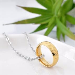 img 1 attached to Stylishly Elegant LUREME Engraved Gold Plated Stainless Steel Necklace Pendant With Ring Chain