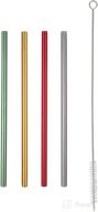 🌈 home-x multi color aluminum straws: 4 pack for vibrant sipping experience (silver, gold, red, and green) logo