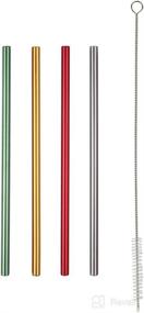 img 2 attached to 🌈 Home-X Multi Color Aluminum Straws: 4 Pack for Vibrant Sipping Experience (Silver, Gold, Red, and Green)