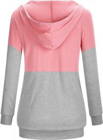 img 2 attached to Color Block Print Pocket Pullover Sweatshirt With 1/4 Zipper For Women By Blevonh