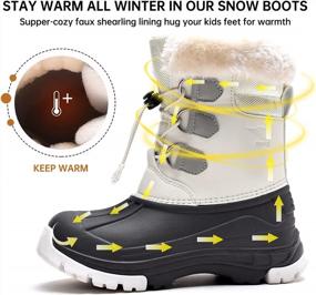 img 2 attached to Quseek Kids Winter Snow Boots - Waterproof Insulated Fur Warm Non Slip Outdoor Mid Calf Duck Boots (Black, Little Kid/Big Kid Size 10-5.5)