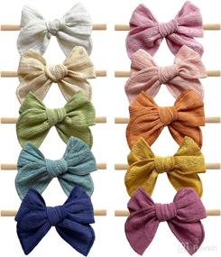 img 4 attached to 🎀 Cherssy Newborn Infant Toddler Baby Girl Hair Bow Headbands - Nylon Elastic Hairbands