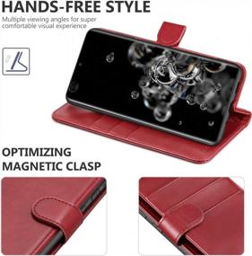 img 1 attached to TUCCH Galaxy S20 Ultra Wallet Case, Magnetic Kickstand [RFID Blocking] Card Slot PU Leather Protective Flip Cover With [TPU Shockproof Inner Case] Compatible With Galaxy S20 Ultra -Dark Red