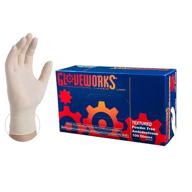 🧤 gloveworks industrial ivory latex gloves - small size, 4 mil | box of 100, powder free, textured, disposable (tlf42100-bx) logo
