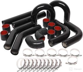 img 3 attached to 🔧 8-Piece Universal Black Aluminum Intercooler Piping Kit with 3 Inch U-Pipe, T-Bolt Clamps, and Black Coupler