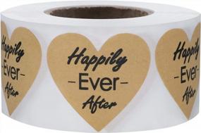 img 4 attached to Hybsk Heart Happily Ever After Stickers Kraft Paper Roll - 1.5 Inch, 500 Labels For Perfect Finishing Touch