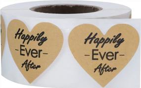 img 2 attached to Hybsk Heart Happily Ever After Stickers Kraft Paper Roll - 1.5 Inch, 500 Labels For Perfect Finishing Touch