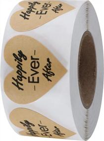 img 3 attached to Hybsk Heart Happily Ever After Stickers Kraft Paper Roll - 1.5 Inch, 500 Labels For Perfect Finishing Touch