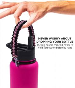 img 3 attached to Stay Hydrated In Style With Flaskars Pink Camo/Black Paracord Handle For Hydro Water Bottle