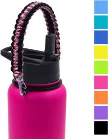 img 4 attached to Stay Hydrated In Style With Flaskars Pink Camo/Black Paracord Handle For Hydro Water Bottle