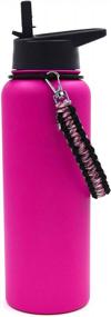 img 2 attached to Stay Hydrated In Style With Flaskars Pink Camo/Black Paracord Handle For Hydro Water Bottle