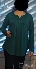 img 5 attached to Women'S Long Sleeve Henley V-Neck Tunic Shirt - Loose Fit Pleated Blouse Top