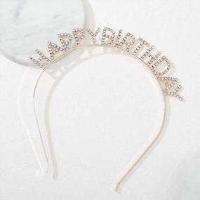 img 1 attached to SweetV Rose Gold Happy Birthday Headband for Girls, Women, and Baby Girls - Tiara Headband with Rhinestone Party Hat Decorations Supplies