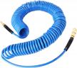 1/4 inch x 50ft polyurethane recoil air hose with bend restrictor, 1/4 inch industrial quick coupler and plug - gasher logo