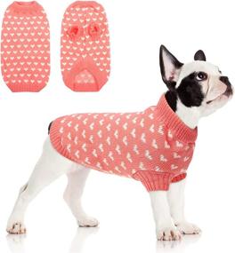 img 4 attached to 🐶 Morvigive Heart Pattern Turtleneck Dog Pullover Sweater - Warm Knitted Winter Clothes for Small and Medium Dogs, Soft Cat Knitwear Sweatshirt Apparel for Indoor & Outdoor Use in Cold Weather