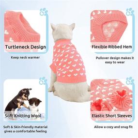 img 2 attached to 🐶 Morvigive Heart Pattern Turtleneck Dog Pullover Sweater - Warm Knitted Winter Clothes for Small and Medium Dogs, Soft Cat Knitwear Sweatshirt Apparel for Indoor & Outdoor Use in Cold Weather