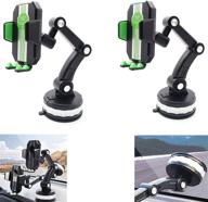 🚗 hiyitks car phone holder mount - universal one-button pop-up suction cup cell phone holder stand for dashboard, windshield, and window - strong suction cell phone car mount (2pcs-green) logo