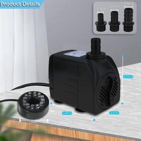 img 3 attached to 🌊 TOPBRY 400 GPH Submersible Fountain Pump: Ultra Quiet, 12 LED Colorful Lights, 3 Nozzles, 6ft Power Cord - Ideal for Fish Tank, Pond, Aquarium, Statuary, Hydroponics