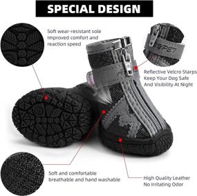 img 1 attached to AOKOWN Paw Protector Dog Shoes for Small & Medium Dogs - Hot Pavement Dog Booties with Breathable Design, Reflective Straps and Anti-Slip Sole (4PCS)