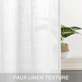 img 2 attached to Dress Up Your Living Space With DWCN'S White Faux Linen Sheer Curtains - Set Of 2 Curtains Perfect For Bedroom Or Living Room, 52 X 63 Inch Length