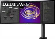 🖥️ lg 34wp88c-b 34 inch curved ultrawide monitor, 60hz refresh rate, height and swivel adjustments, flicker-free technology logo