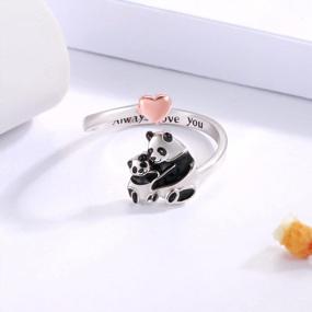 img 3 attached to 925 Sterling Silver Mama Ring Animals Love Forever Jewelry Mother Daughter Nana Women Polar Bear Panda Penguin Adjustable Rings Christmas Mothers Day Gift