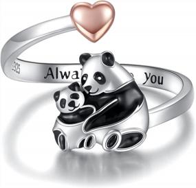 img 4 attached to 925 Sterling Silver Mama Ring Animals Love Forever Jewelry Mother Daughter Nana Women Polar Bear Panda Penguin Adjustable Rings Christmas Mothers Day Gift