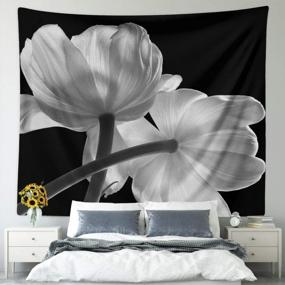 img 1 attached to 🌸 BROSHAN Elegant Flower Art Tapestry: Black and White Modern Wall Hanging for Bedroom and Living Room Decor, 52 x 60