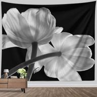 🌸 broshan elegant flower art tapestry: black and white modern wall hanging for bedroom and living room decor, 52 x 60 логотип