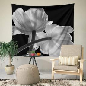 img 2 attached to 🌸 BROSHAN Elegant Flower Art Tapestry: Black and White Modern Wall Hanging for Bedroom and Living Room Decor, 52 x 60