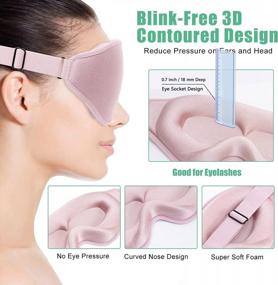 img 3 attached to Sleep Mask For Men & Women - BeeVines Night Sleep Blindfold, 3D Eye Mask With Adjustable Strap, Blackout Eye Covers For False Eyelash Extensions Yoga Travel (Black & Pink)