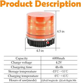 img 3 attached to 🚨 LE-JX Amber Wireless Rotating Beacon Orange Battery LED Strobe Warning Light with Magnetic Base - Top Plow Hazard Flash Emergency Mail Lights 12V - Rechargeable Plug - Yellow, 18 LED