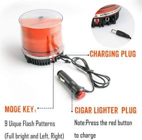 img 2 attached to 🚨 LE-JX Amber Wireless Rotating Beacon Orange Battery LED Strobe Warning Light with Magnetic Base - Top Plow Hazard Flash Emergency Mail Lights 12V - Rechargeable Plug - Yellow, 18 LED