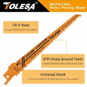 img 3 attached to TOLESA Wood Pruning Reciprocating Saw Blades 6 Inch 6 TPI Sawzall Blades Green Wood Construction Wood Cutting And PVC Pipe Cutting CRV Sharp Ground Teeth For Quick Cutting Sabre Saw Blades 5 Pack