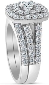 img 2 attached to 💍 2.00ct Cushion Halo Diamond Engagement Wedding Ring Set in 10K White Gold (H-I, I2-I3) - Enhanced SEO