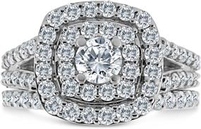 img 4 attached to 💍 2.00ct Cushion Halo Diamond Engagement Wedding Ring Set in 10K White Gold (H-I, I2-I3) - Enhanced SEO