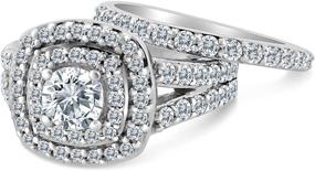 img 3 attached to 💍 2.00ct Cushion Halo Diamond Engagement Wedding Ring Set in 10K White Gold (H-I, I2-I3) - Enhanced SEO