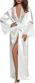 img 4 attached to Women'S Satin Kimono Robe Long Gown Lingerie In Sizes S-XXL By XAKALAKA